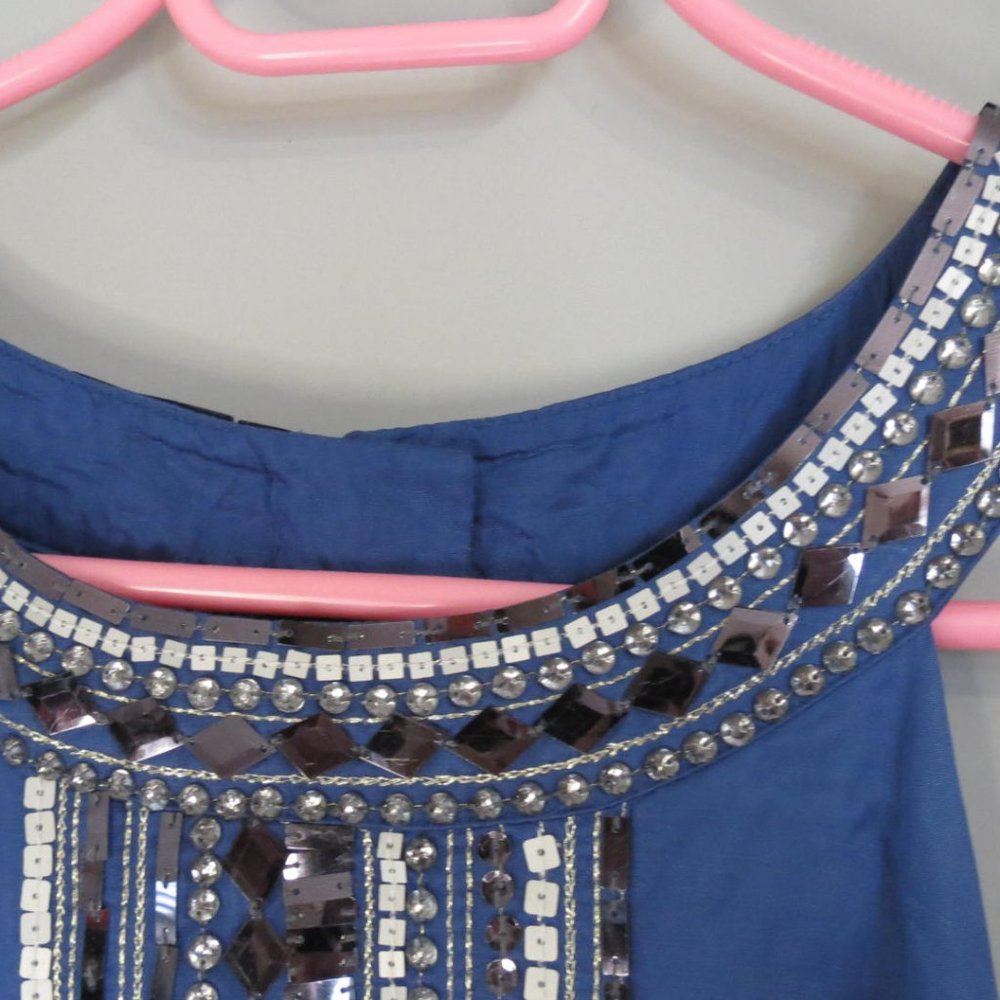 MONSOON - linen blend - embellished artisan dress - size - UK 18. - Picture 5 of 6